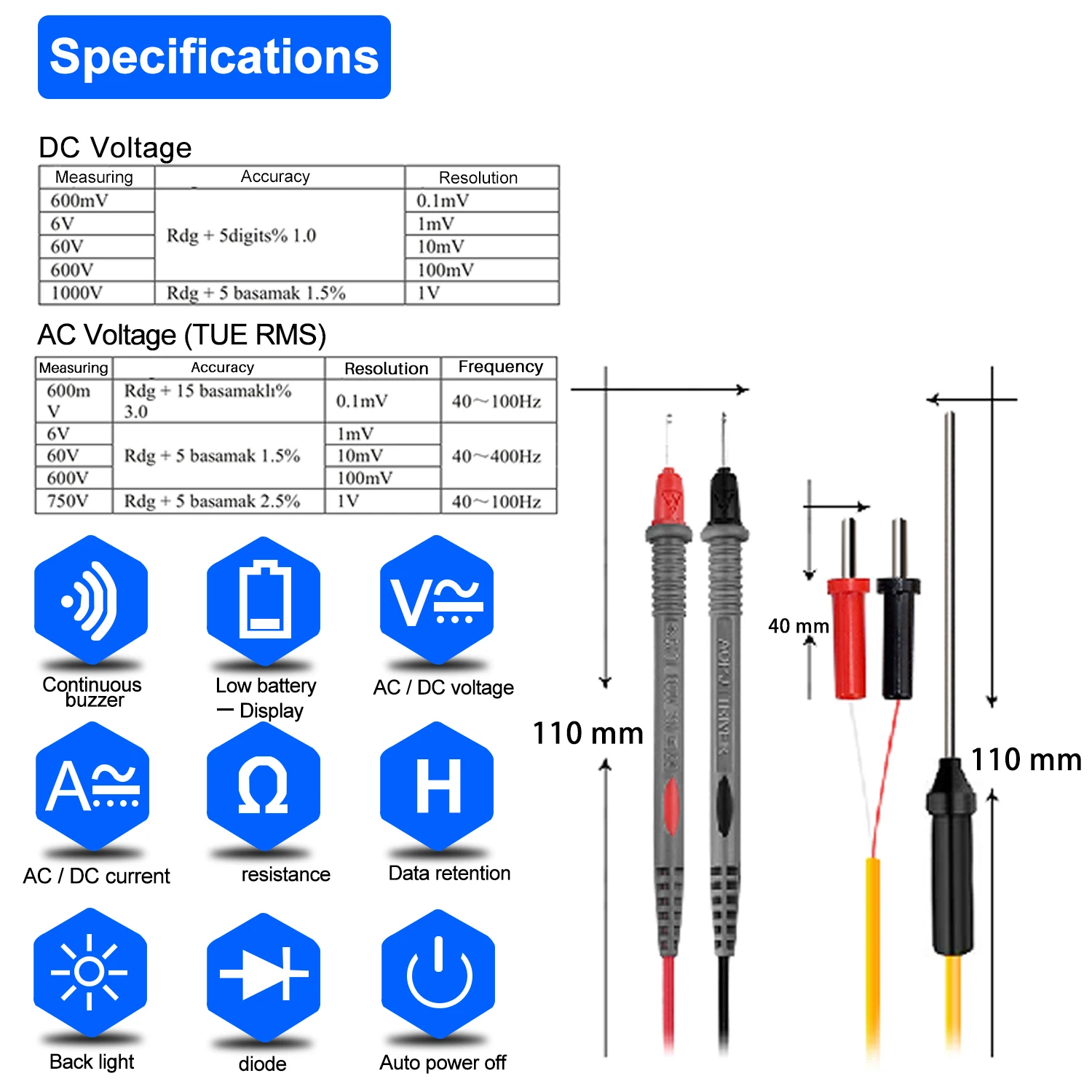 HoldPeak HP-870N мультиметр Цифровые токоизмерительные клещи с автоматическим выбором