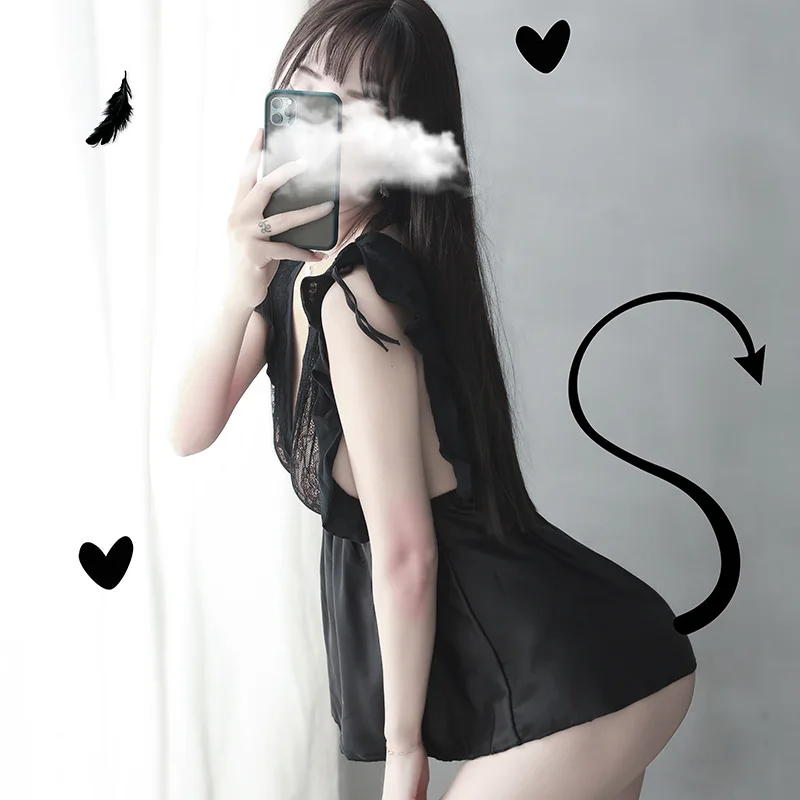 Ночная рубашка с открытой грудью Сексуальная кружевная женская пижама