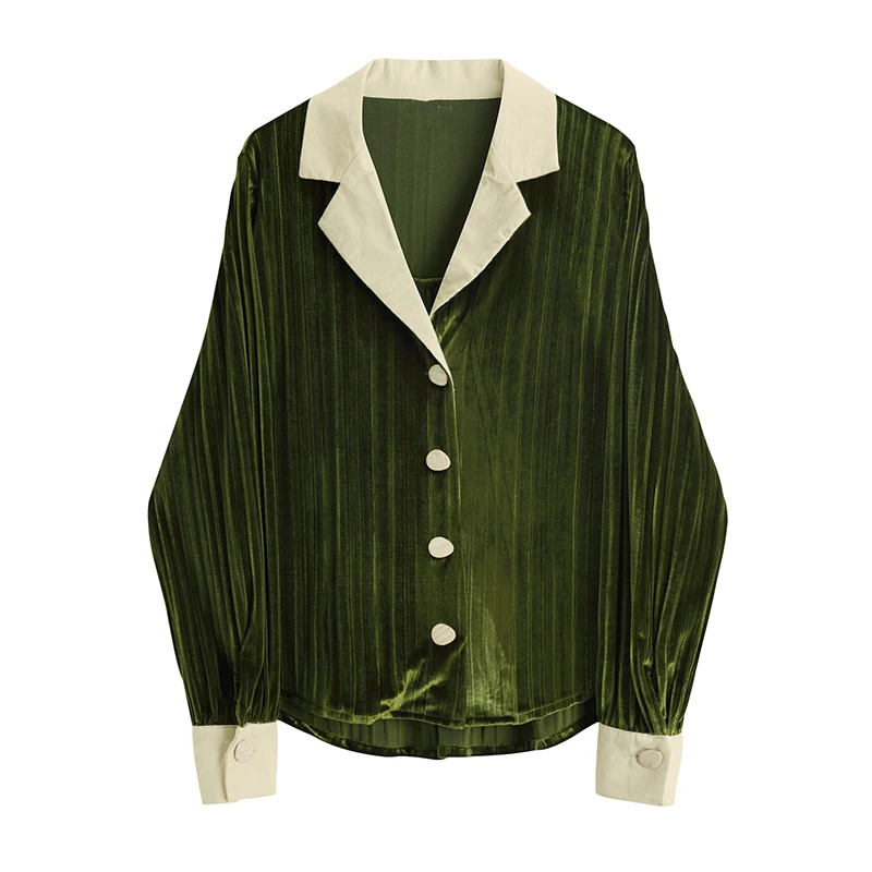 

2021 Spring Autumn Vintage French Shirt Women Long Sleeve Lapel Printed Loose Office Lady Tops Casual Elegant Blouse Female