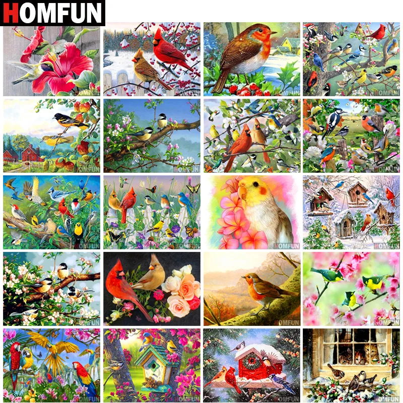 

HOMFUN Full Square/Round Drill 5D DIY Diamond Painting "Animal Bird Scenic" 3D Diamond Embroidery Cross Stitch Home Decor Gift