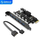 Плата расширения ORICO PVU3-5O2I USB3.0 PCI-E, адаптер концентратора с 5 портами, внешний контроллер, экспресс-карта с 4-контактным шнуром питания