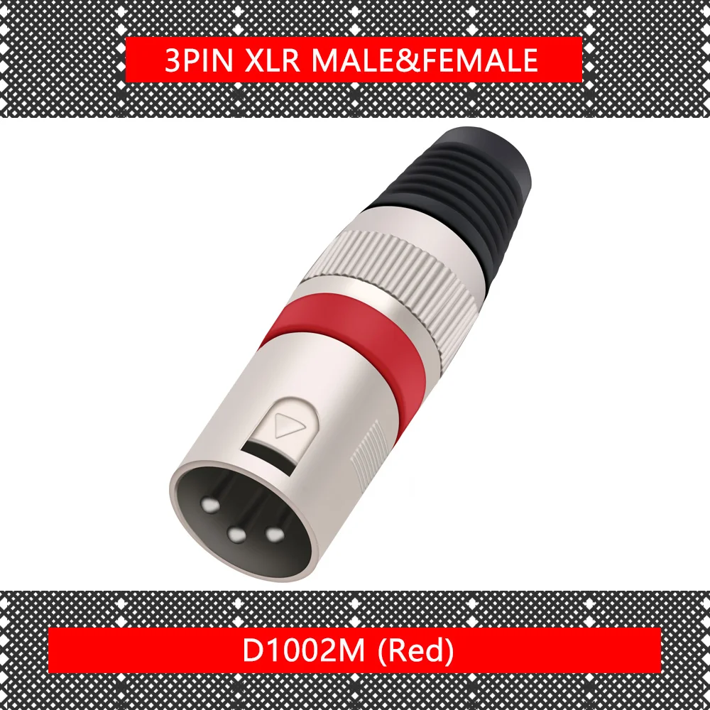1 шт. 3-контактный разъем XLR штекер/гнездо 3-полюсный для микрофона 7 цветов |