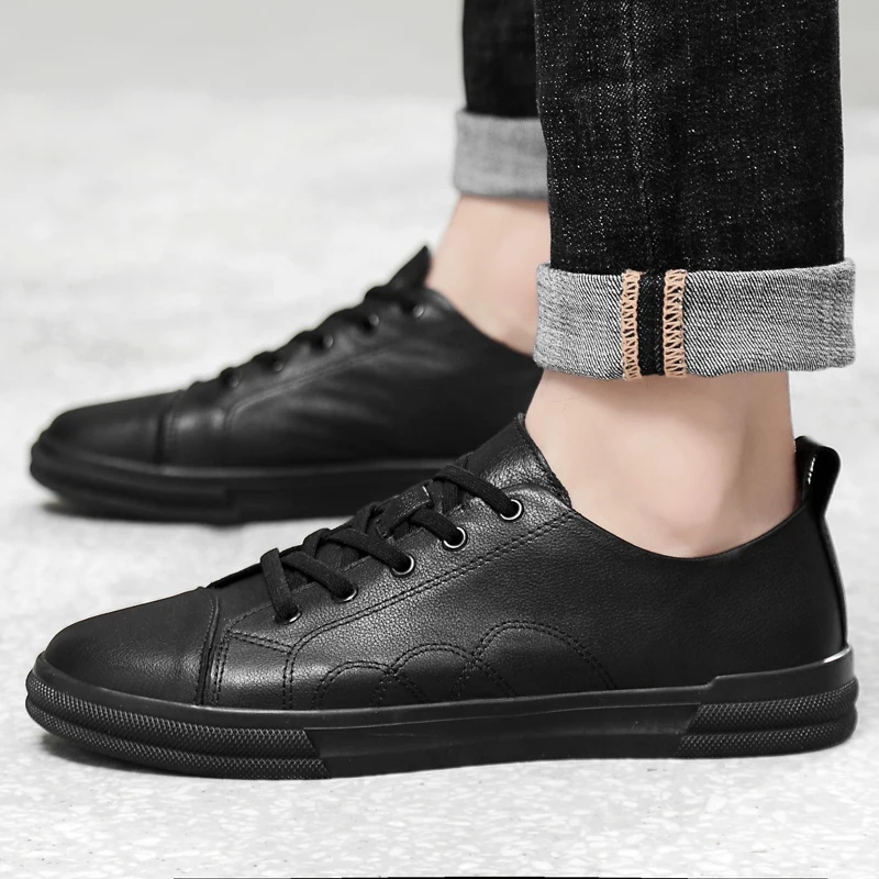 Мужские кроссовки s модные повседневные из натуральной кожи на шнурках 2020