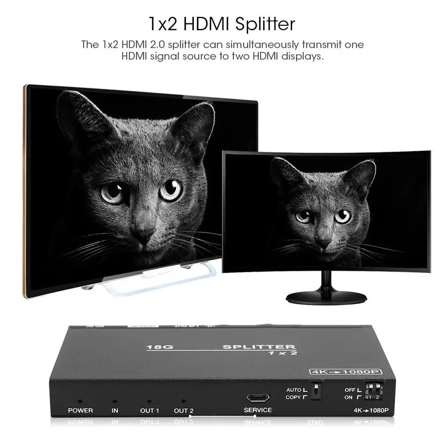 Сплиттер-адаптер 1x2 18G HDMI 2 0 переключатель-переходник 4:4:4 с экстрактом аудио до 4k 60