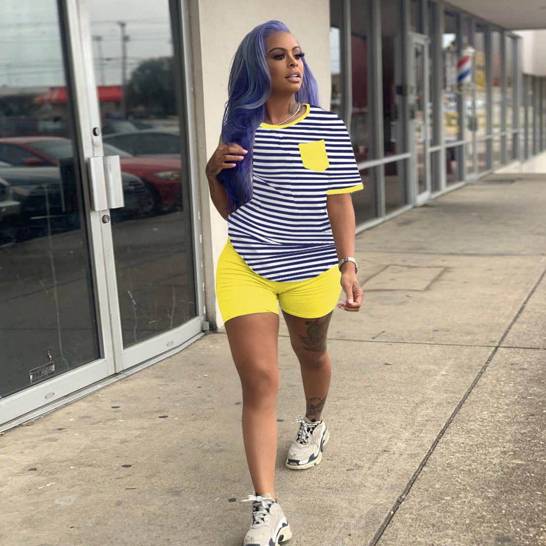 Комплект из двух предметов Летняя одежда для женщин Спортивный костюм Топ в