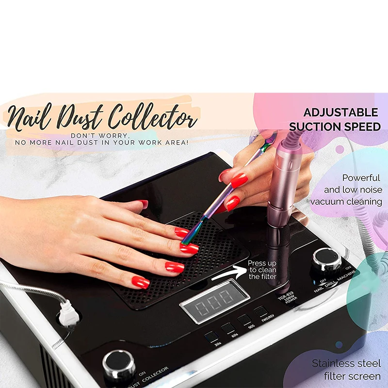 

4 in 1 Electric Nail File Dust Suction LED UV Lamp Podiatry Drill Pedicure Manicure Grinder Electric Nail Drill Machine