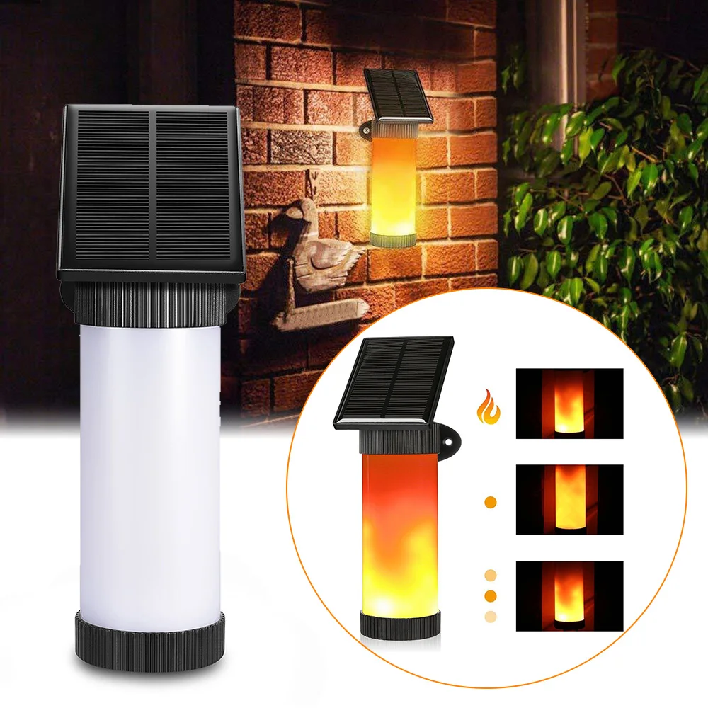 

Led Solar Lawn Light Flame Flickering Garden Decoration Lamp Waterproof Solar Powered Wall Mounted Design For Garden