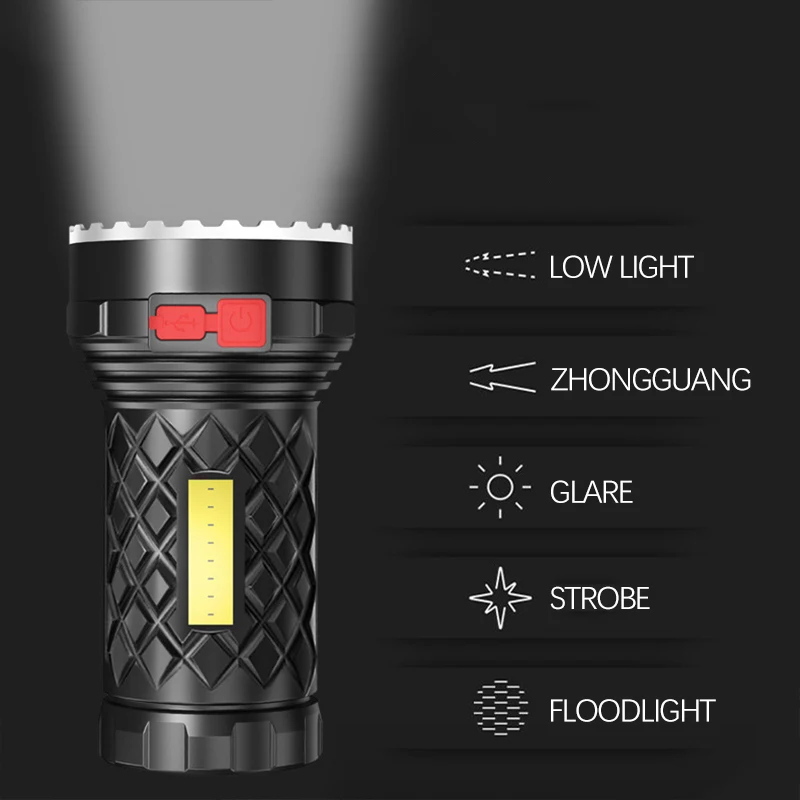 

Super Bright Flashlight Powerful COB Light LED Long Range Multifunction Portable Waterproof Outdoor Camping Adventure