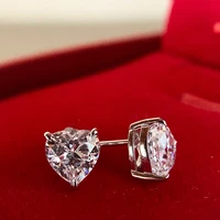 elegant 100 10k gold sterling moissanite earring diamond heart cut 7mm au417 fine jewelry for women wedding engagement 2 4ct