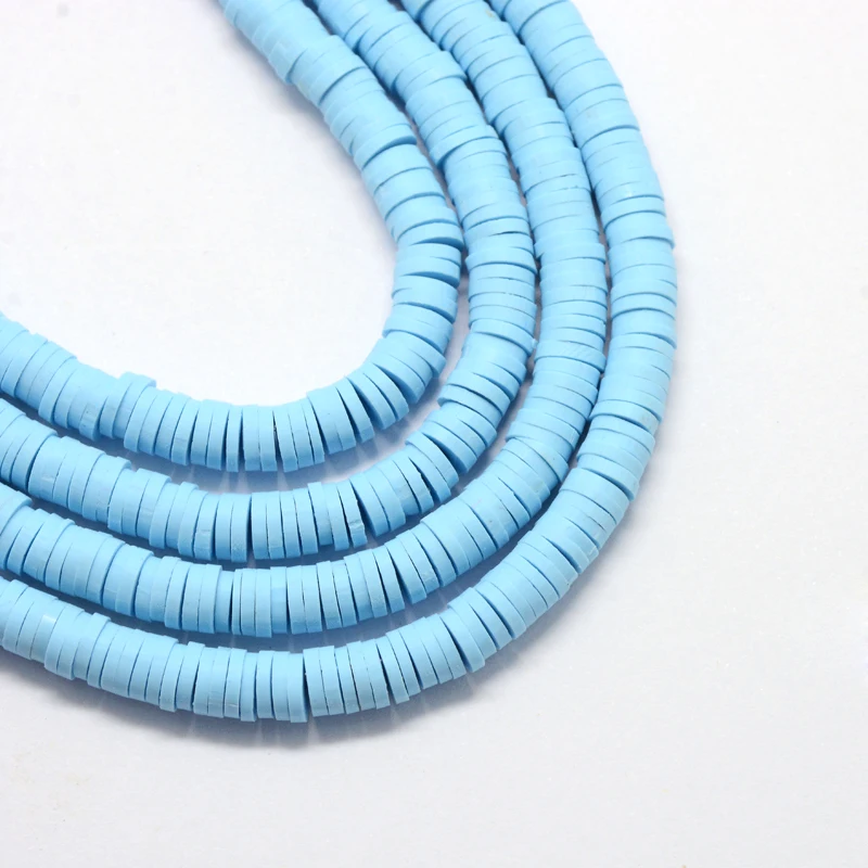 

1 Strand Handmade Polymer Clay Beads Disc/Flat Round Heishi Beads Light Sky Blue 8x0.5~1mm Hole: 2mm about 380~400pcs/strand