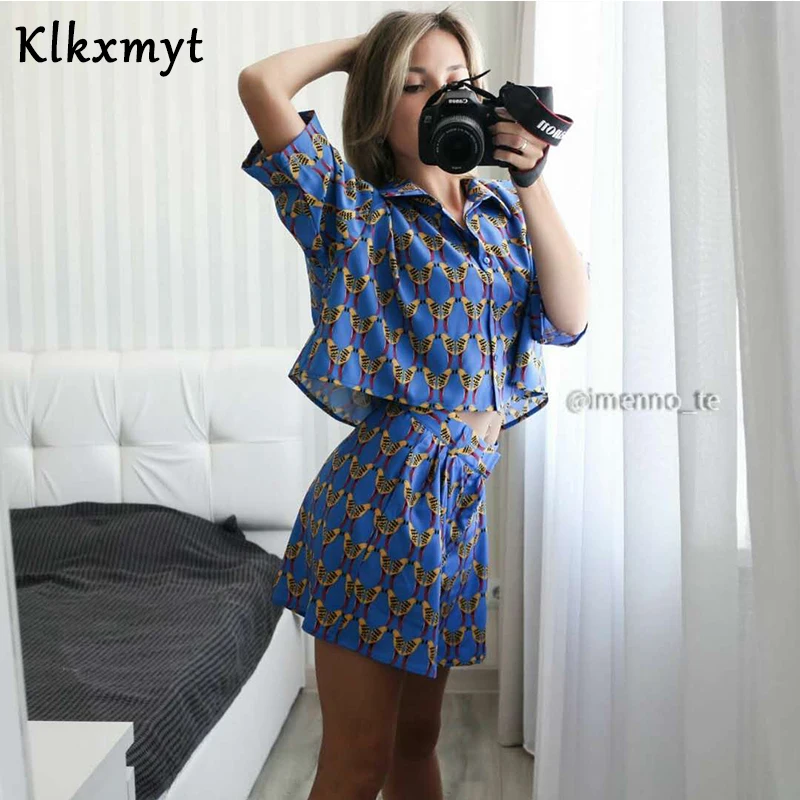 Комплект из двух предметов Klkxmyt Женский Пляжная укороченная блузка с коротким