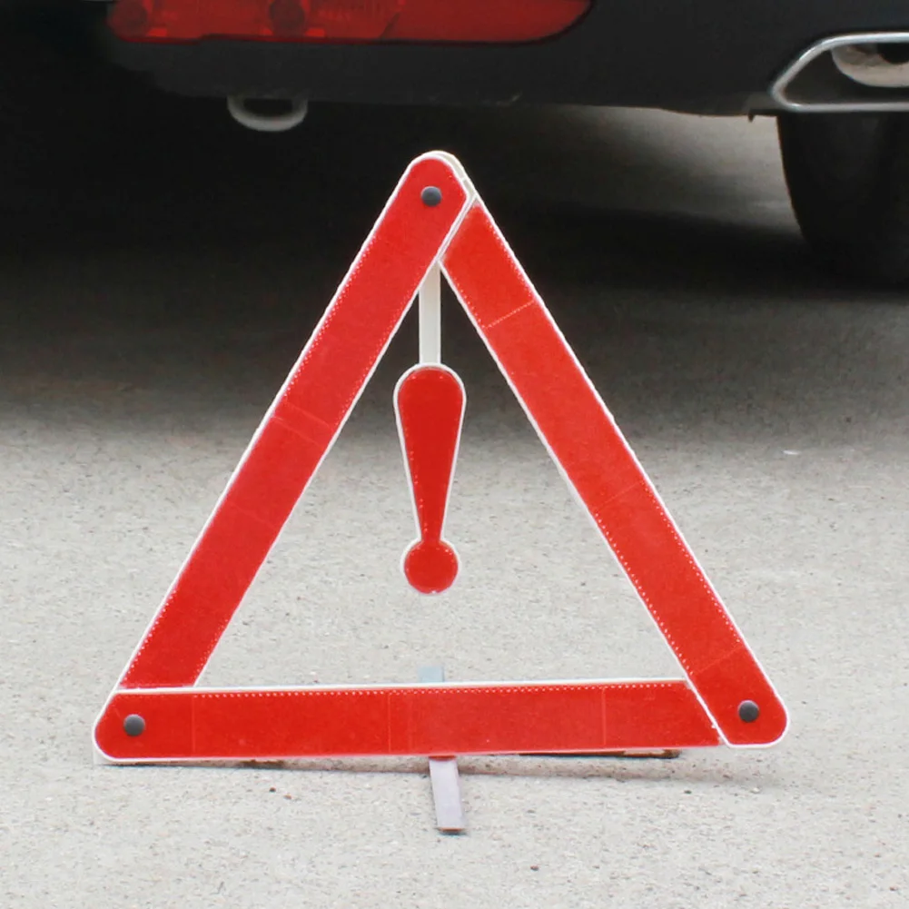Roadside Reflective Safety High Visibility Warning Sign Exclamation Mark Red PVC Triangle Car Supplies Portable Emergency | Автомобили и