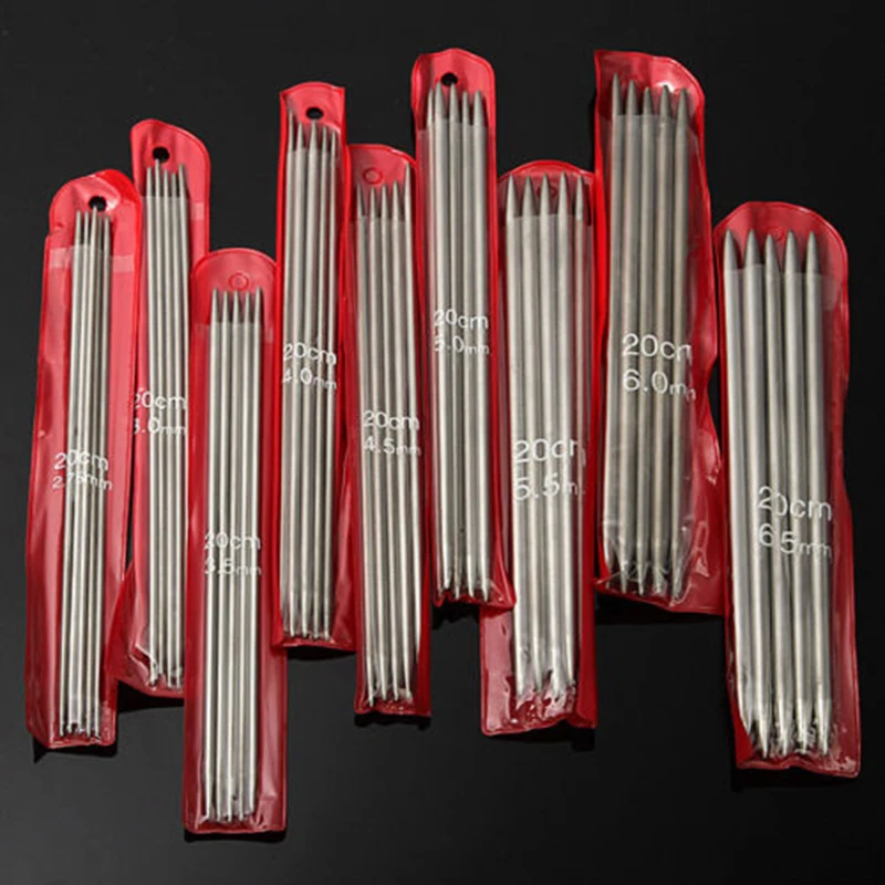 

55 Pieces 11sizes Stainless Steel 7.9 Inches 20cm Double-pointed Knitting Needles For DIY Crafts Knitted Sewing Tool Accessory