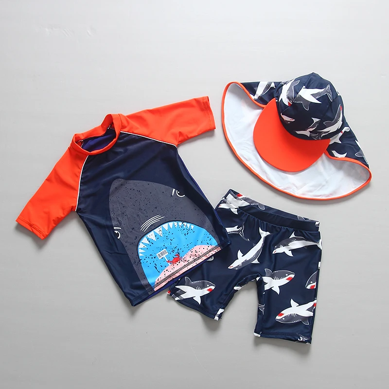 Детский купальный костюм для мальчиков с защитой от ультрафиолета 3 предмета