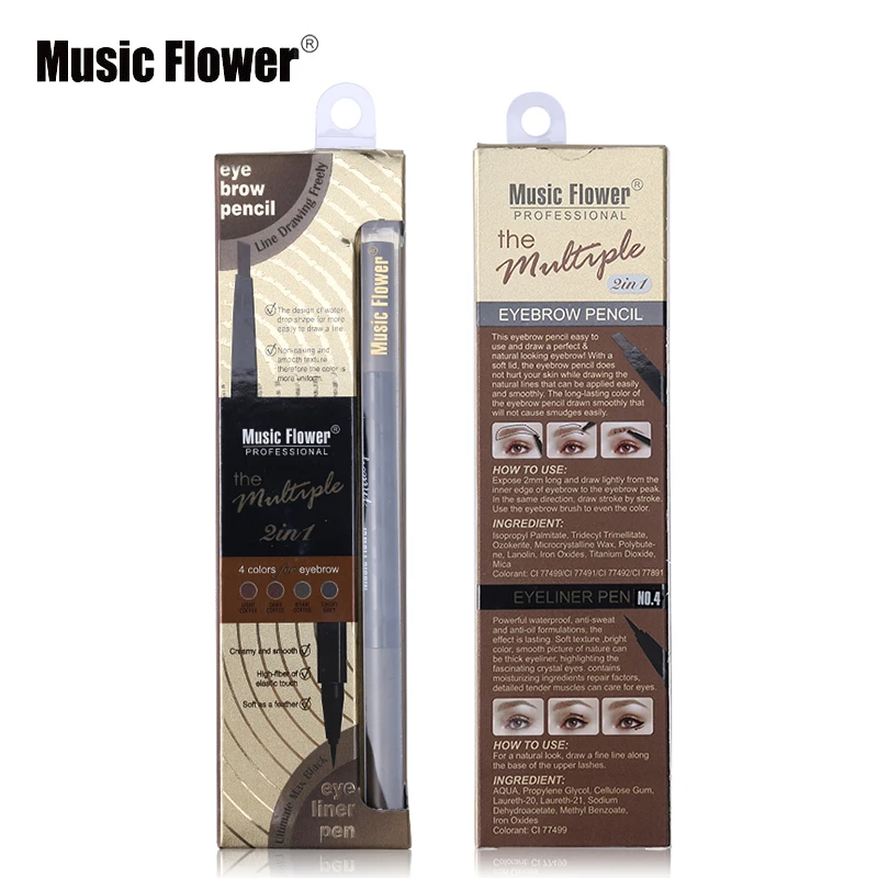 Музыкальный цветочный Макияж PRO Карандаш для бровей + ручка водонепроницаемый