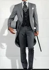 Длинное свадебное Мужское пальто в итальянском стиле джентльмена, смокинги для жениха на выпускной, мужское (пиджак + брюки + жилет) t)
