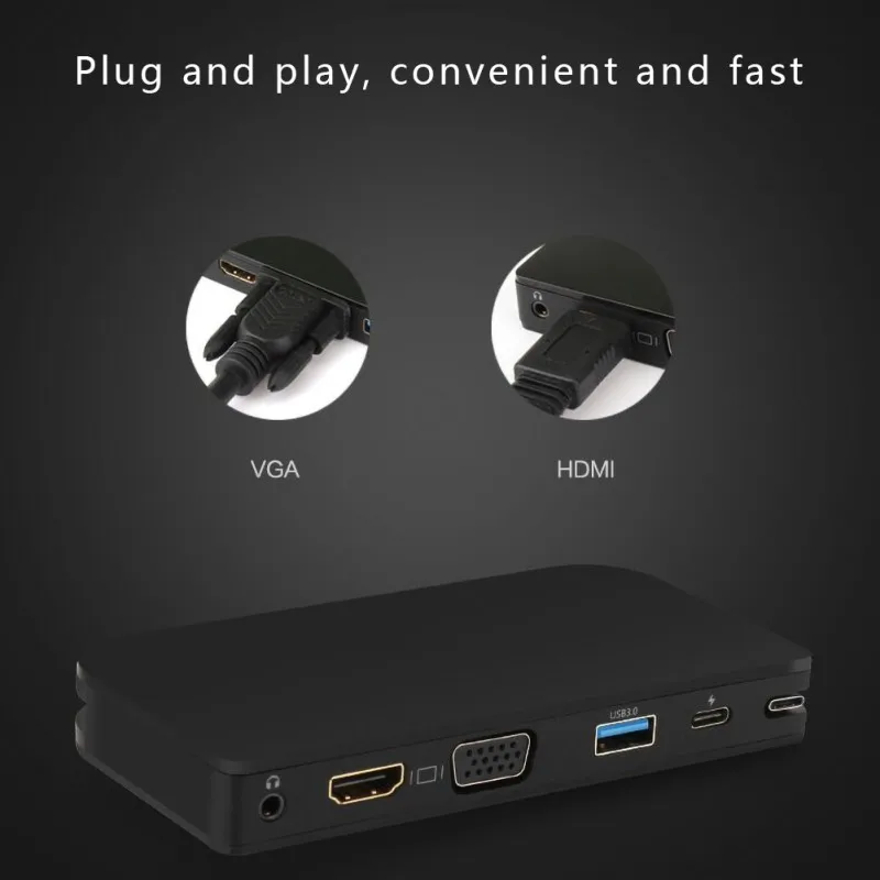 Usb-хаб C 6 в 1 Thunderbolt 3 type адаптер док-станция USB 0 порт 4K HDMI 1080P VGA для Macbook Pro Ethernet Аудио