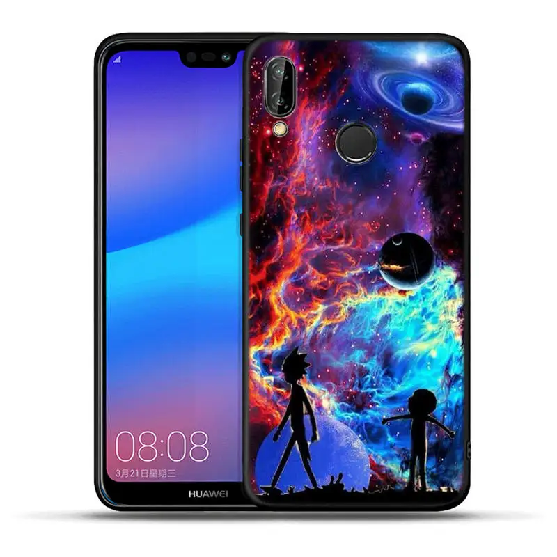 Черный силиконовый мягкий чехол Rick and Morty для huawei mate 20 10 P30 P20 Pro P10 P9 P8 Lite P Smart