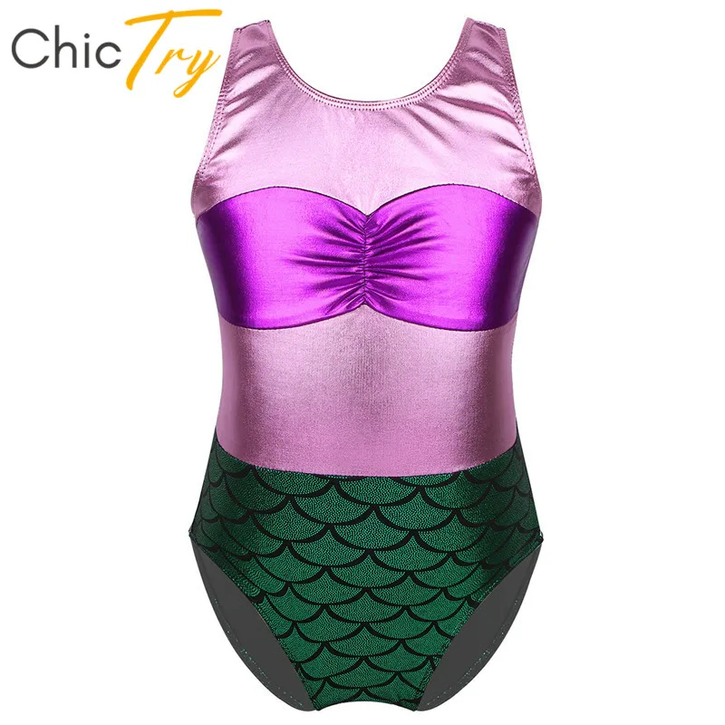 ChicTry/Детская танцевальная одежда для девочек с металлическим принтом русалочка