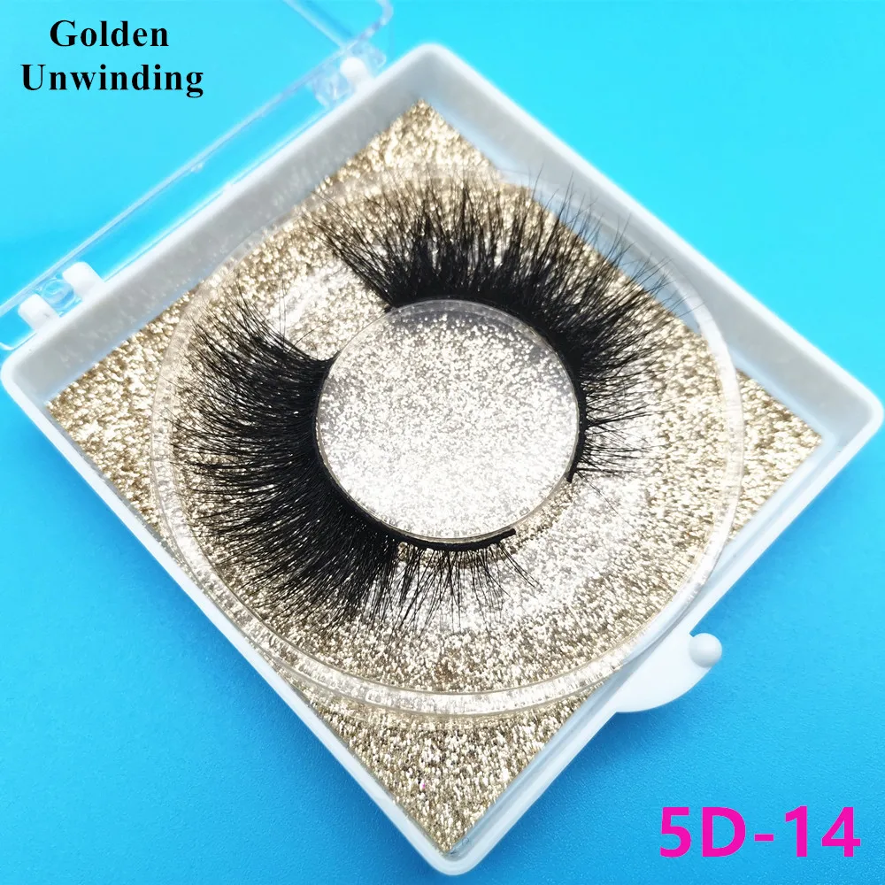Золотой разматывающийся 5D 14 Заказные 3d норковые ресницы Полный stirp продавцы