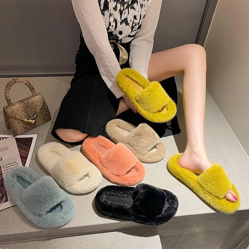 Winter Women Slippers Warm Plush Platform Home Casual Flats Shoes Ladies Comfort New Female Footwear Fashion Zapatos De Mujer