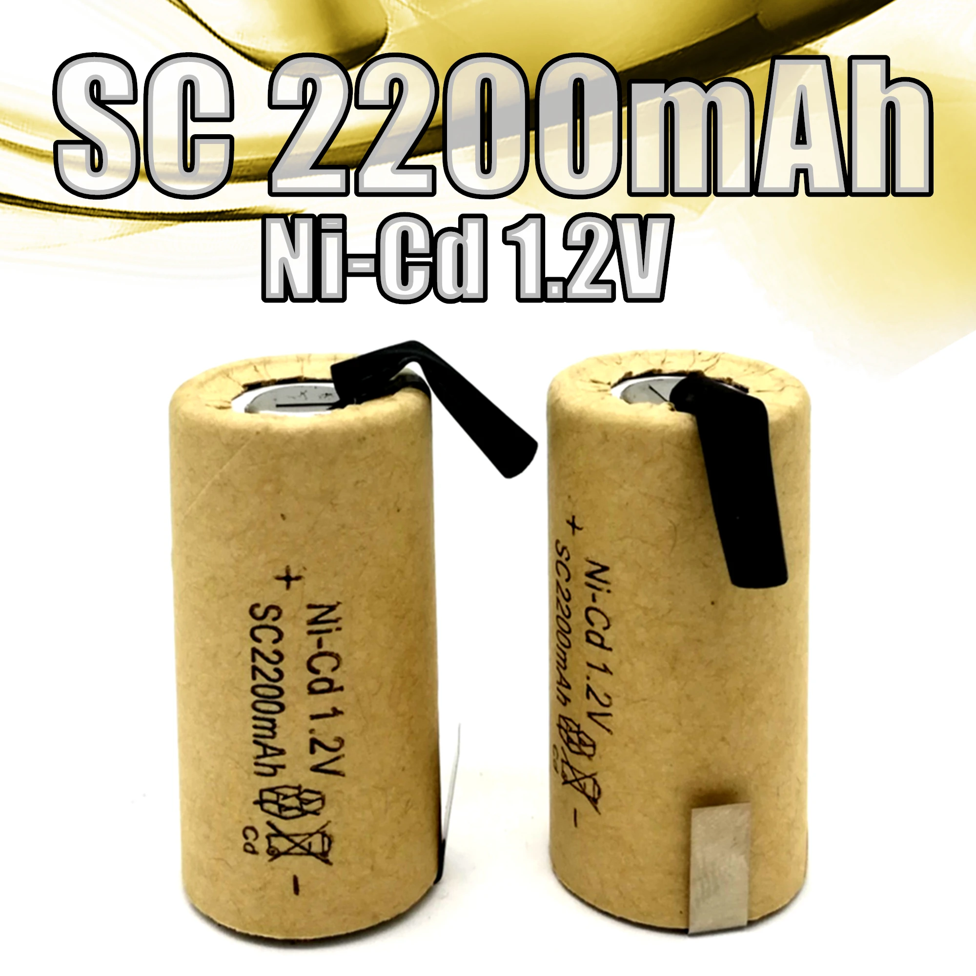 

13 шт./лот SC NI-Cd 1,2 в 2200 мАч Sub C перезаряжаемая батарея, с вкладками, для пылесоса, электрической дрели, электронного продукта