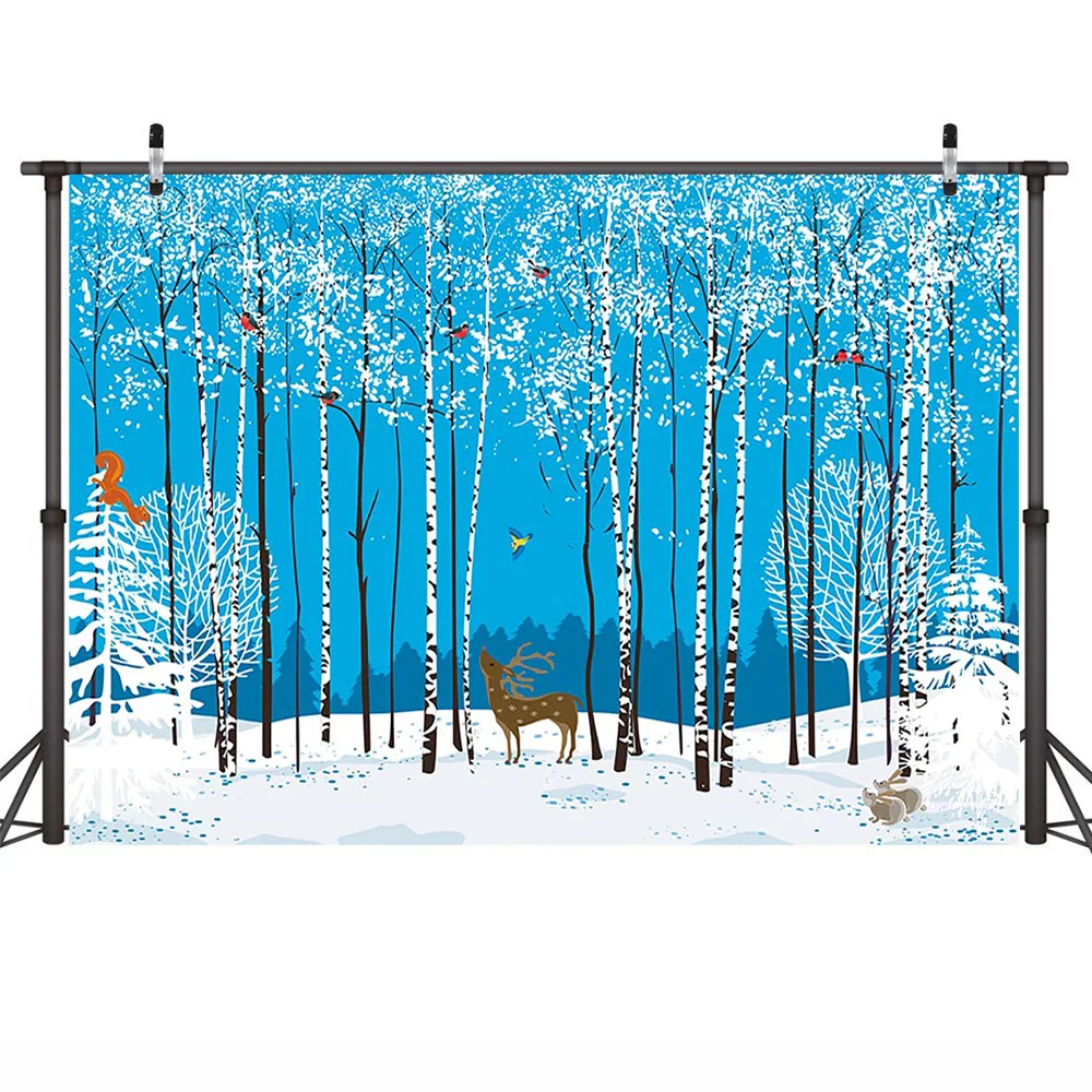 Мультяшные Зимние Животные фотография фоны Рождество снег Джунгли Лес День