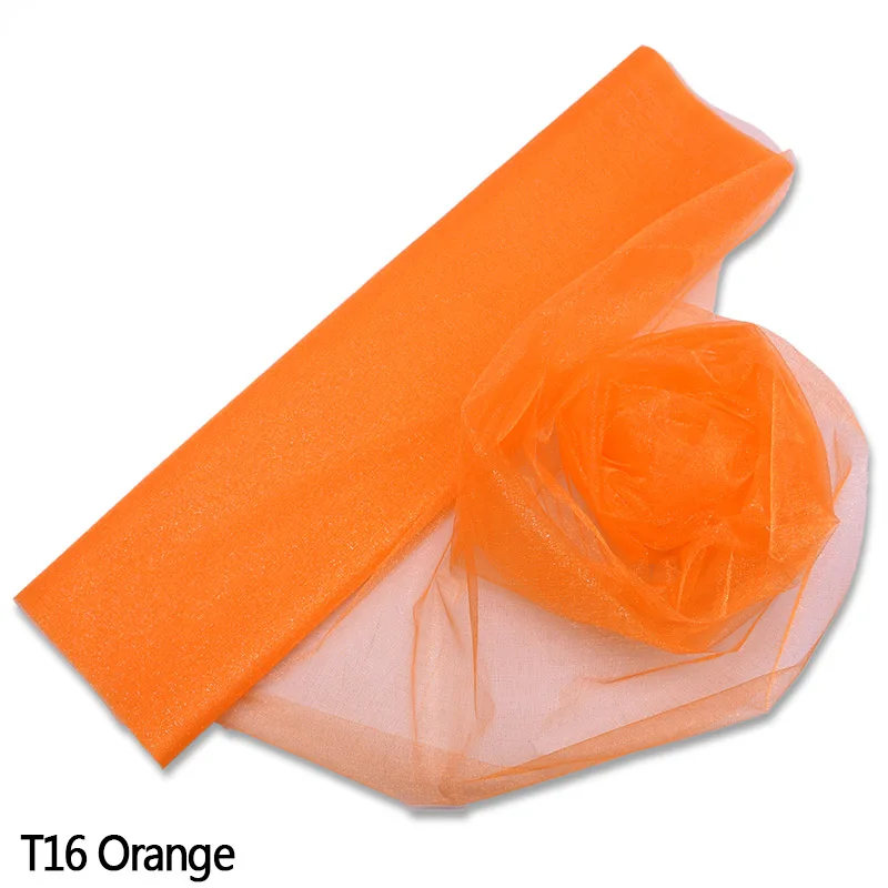 T16 orange 10 м 48/72 см пряжа Тюль рулон органзы из фатина с лентой, для Юбка для стола ткань для малыша День рождения Baby Shower деревенский Свадебные украшения - Цвет: T16 orange