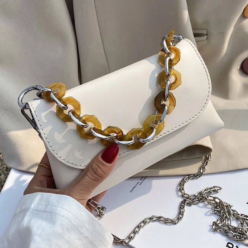

Women Purse Metal Chain Shoulder Bags For Women 2021 Pu Leather Crossbody Bag Mini Phone Purse Lady Small Clutches