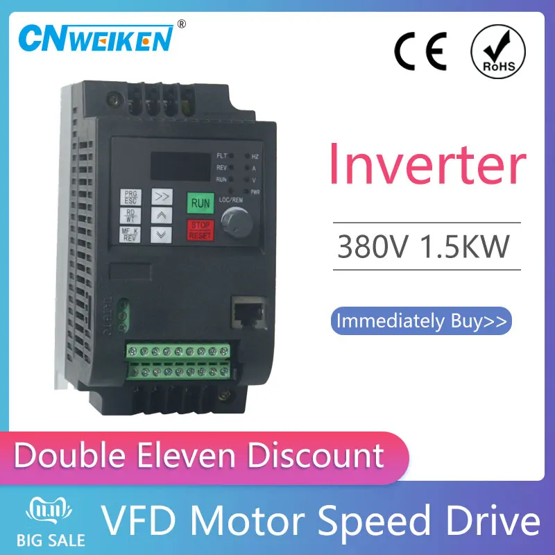 

380V 1.5KW 2.2KW Single Phase input and 3 Phase Output Frequency Converter / Adjustable Speed Drive / Frequency Inverter / VFD