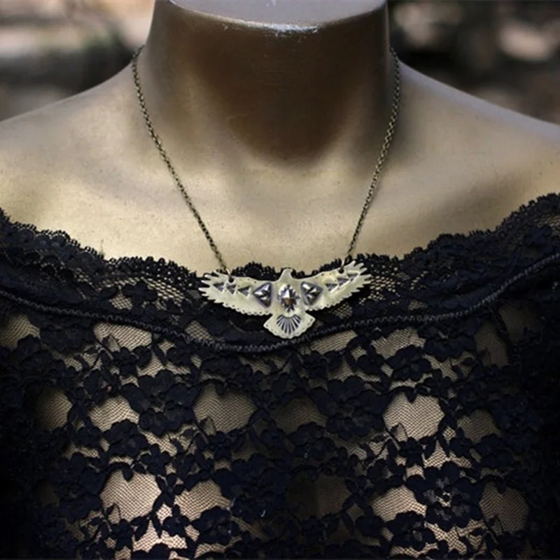 

Vintage Eagle Punk Thunderbird Animal Shape Man Woman Eagle Pendant Necklace Charm Chain Statement Necklace Party Jewelry