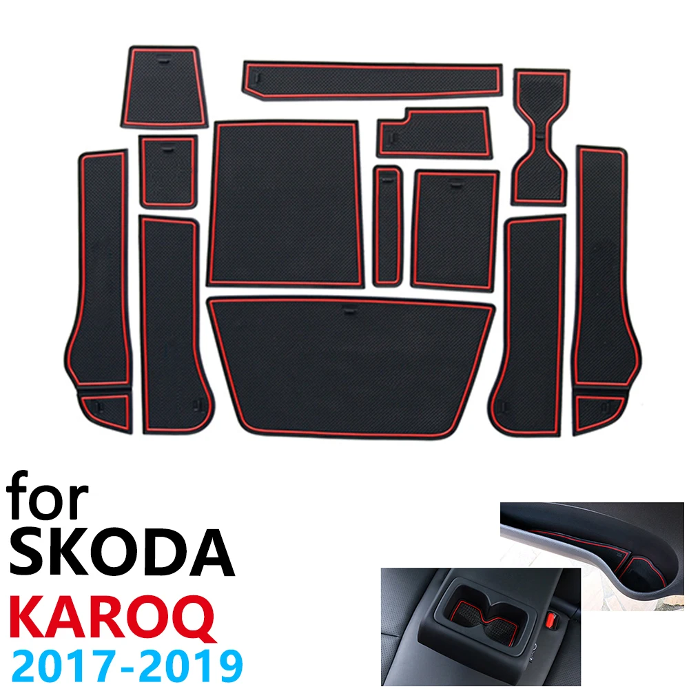Противоскользящий резиновый коврик для чашки дверной паз Skoda Karoq 2017 2018 2019 13 шт.