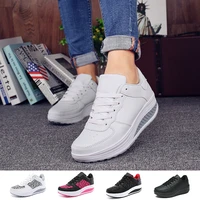 women shake shoes fly weaving athletic sneakers thick heighten sports shoes spring autumn casual footwear