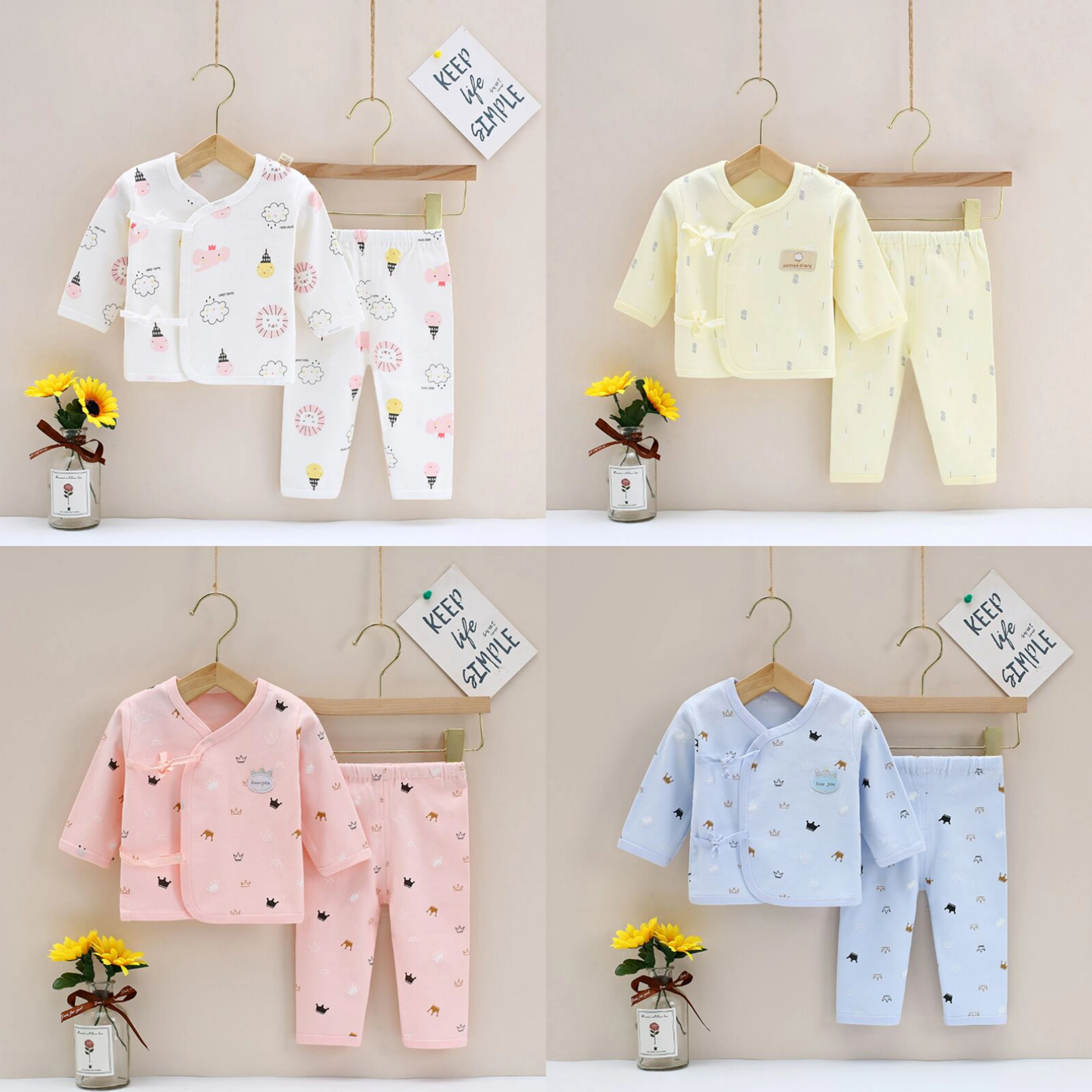 Cartoon print Newborn baby Clothes set soft cotton Baby underwear boy Set 0-3Months Autumn Unisex girls clothes | Детская одежда и