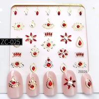 1 pc retro 3d acrylic diamond design necklace nail stickers golden laser star moon pattern design manicure decal decoration zx12