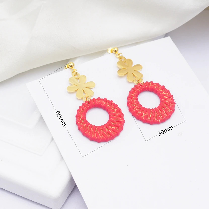 Модная плетеная ткань золотого цвета летние богемные серьги для женщин brincos