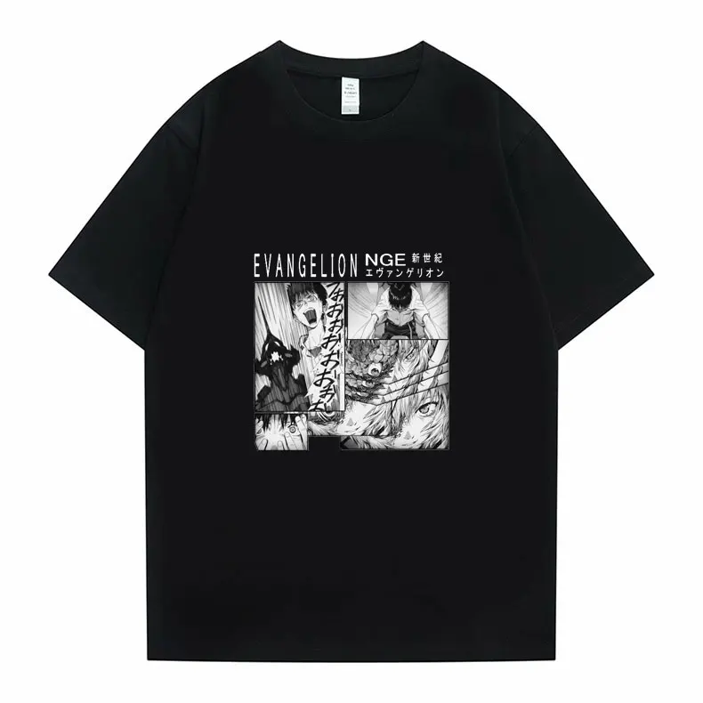 

2021 New Anime Harajuku Evangelion Ayanami Rei Graphics Print Tshirt Men Momen Fashion Tees Short Sleeve Simple Cotton T-shirt
