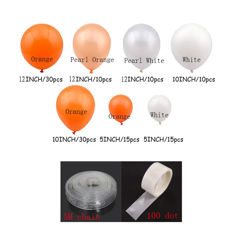 120pcs White Pastel Balloon Arch Kit Orange Latex Garland Balloons Baby Shower Birthday Supplies Wedding Party Decor Backdrop | Дом и сад