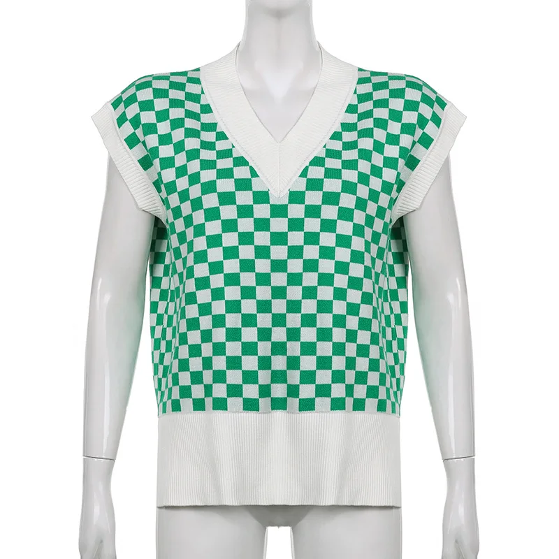 Винтажный Модный женский жилет NCLAGEN Свободный Повседневный свитер с V-образным