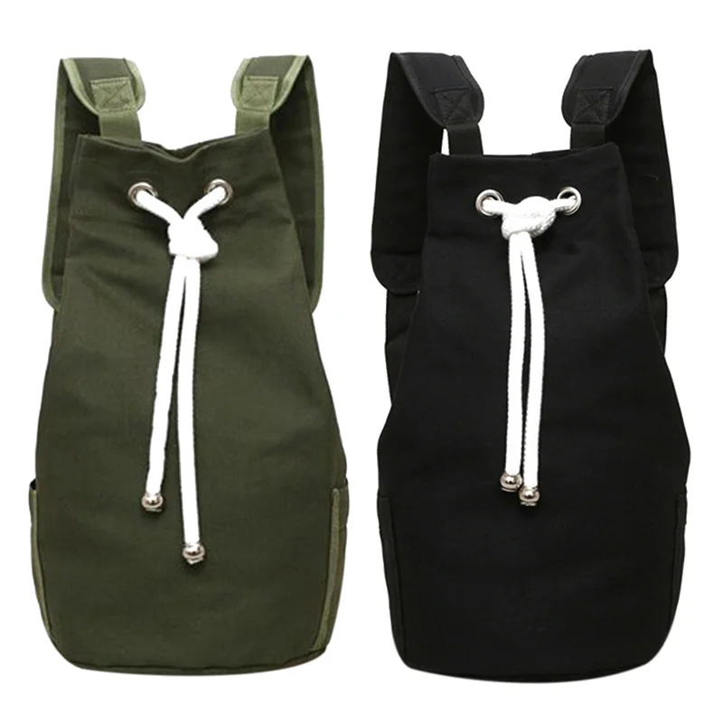 

Casual Men Canvas Large Capacity Barrel Backpack Fashion Simple Travel Rucksack Pack Teenager School Bag