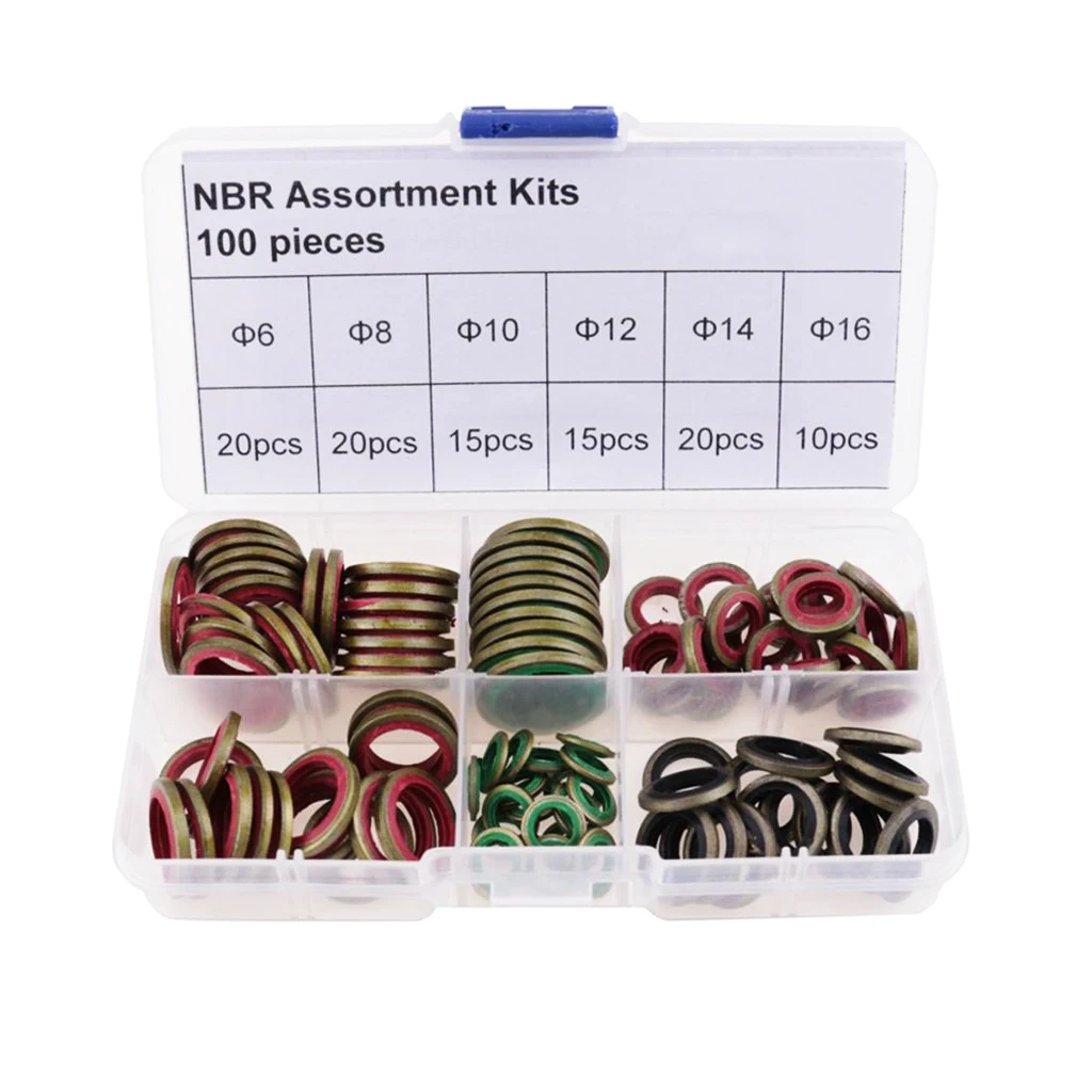 100 шт. плоский медный шайба прокладка гайка и Болт Набор плоское кольцо с коробкой