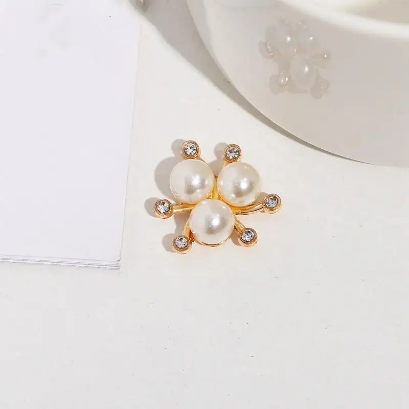 10PCS/SET Pearl Flower Rhinestone Buttons Sparkling Crystal Hairpins Decoration Clothes Sewing Accessories Exquisite Beautiful - купить по