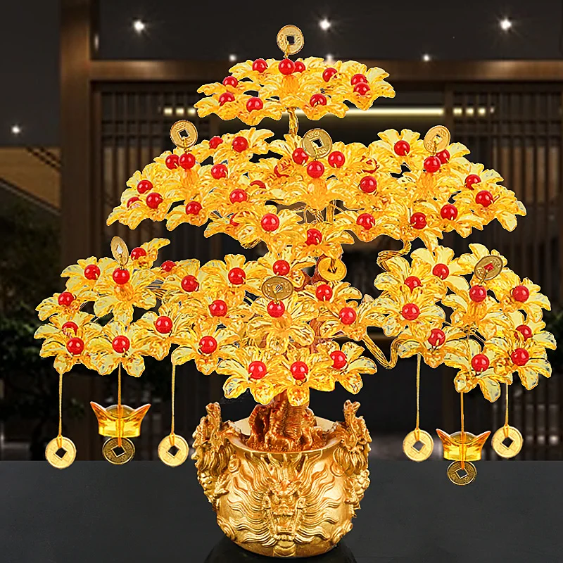 

Feng Shui Money Lucky Rich Tree Craft Natural Crystal Office Creative Home Room Decor