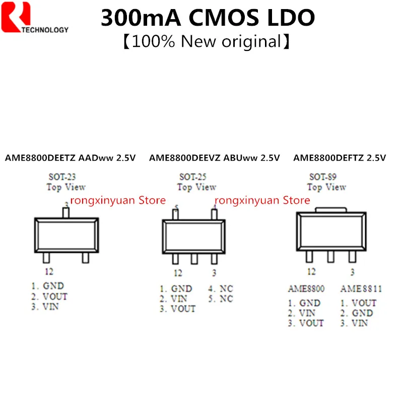 AME8800DEET AME8800DEETZ AADww 2 5 V СОТ 23 AME8800DEEV AME8800DEEVZ ABUww AME8800DEFTZ AME8800DEFT 300mA CMOS LDO|Аксессуары для
