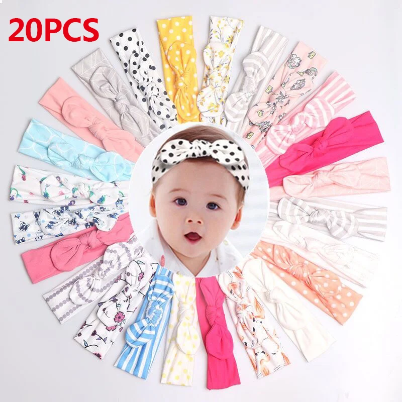 20 шт./лот повязка на голову для маленьких девочек аксессуары волос хлопковые