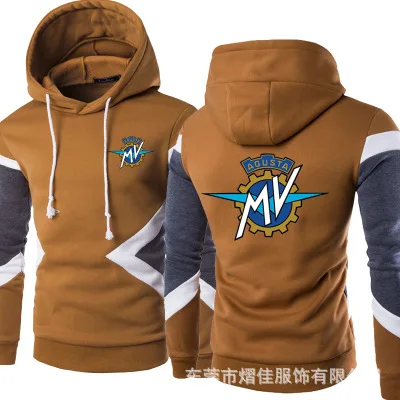 

2021 New Spring Autumn Fashion Men Pullover Sweatshirts MV Agusta Motorcycles Logo Patchwork Casual Cotton Hoodies Clothing