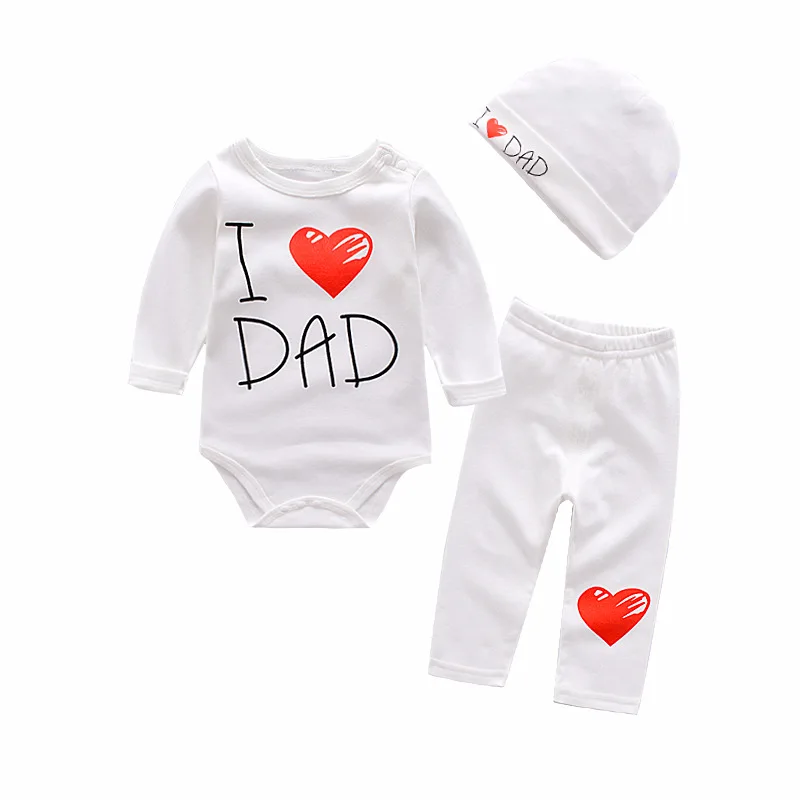 Детский хлопковый комбинезон с принтом I Love MOM/DAD|Комплекты одежды| |