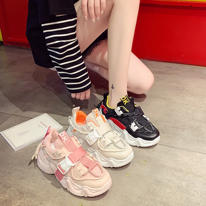 

2021 Summer Women Platform Sneakers Fashion Thick Bottom Flats Designer White Casual Shoes Woman Breathable Sports Shoes Female