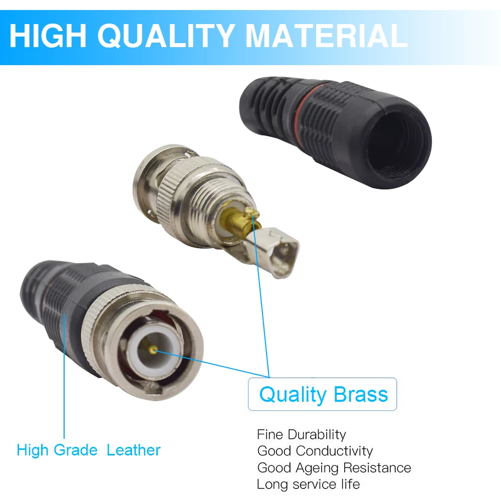 10 шт. контактный штекер BNC адаптер без припоя с прямым углом разъем для камеры