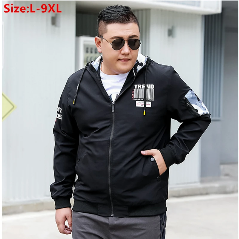 

Autumn Jacket Men Clothing Bomber Cargo Black Loose Hoodie Plus Size 6XL 7XL 8XL 9XL Camo Oversized Coat Windbreaker Clothes